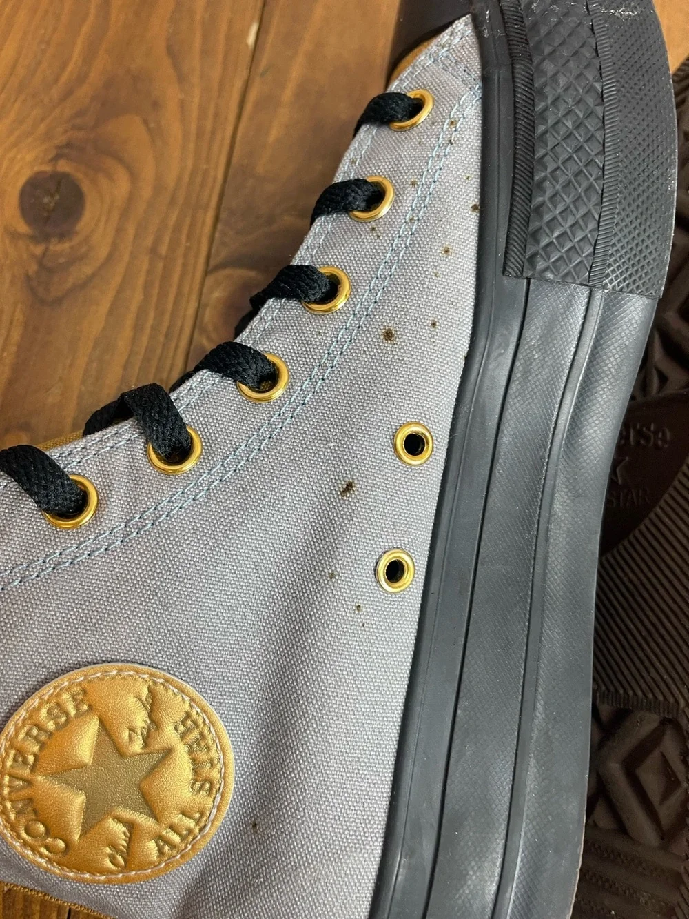 Converse high top platform sneakers women’s size 8.5 blue, gray and gold - Picture 7 of 12